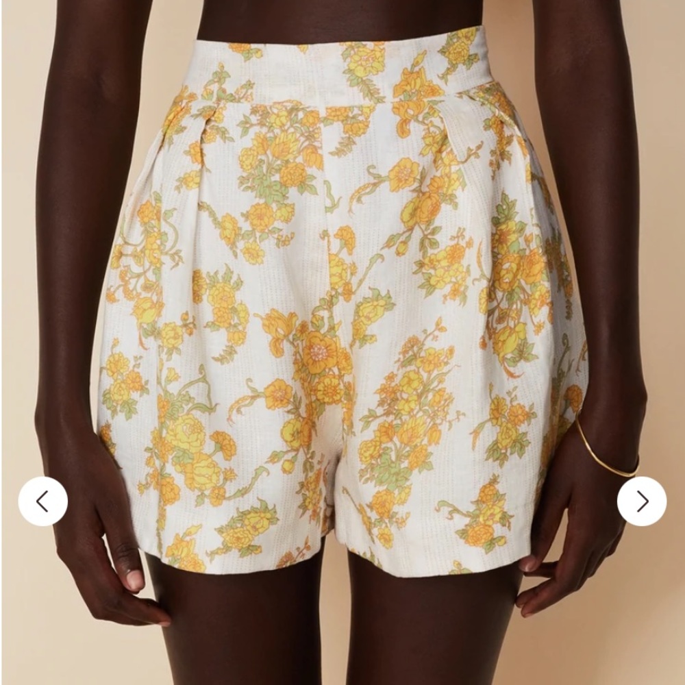 Faithfull the Brand Ondine Floral Linen Shorts in Yellow Floral